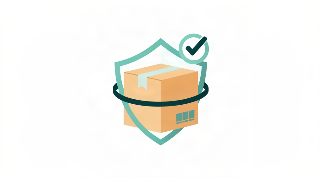 Illustration of a shield with a tick, protecting a parcel